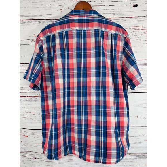 Cremieux Classics Mens XL Plaid Short-Sleeve Button-Up Shirt 100% Cotton Red & B - Picture 13 of 14